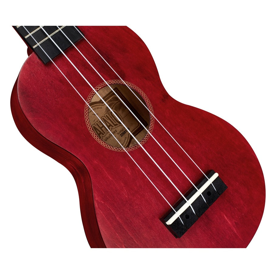 Mahalo MS1TRD Slimline Szoprán ukulele, piros, Traditional felület, tokkal
