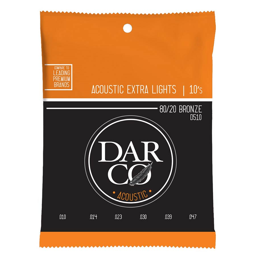 Darco D510 akusztikus gitárhúr készlet, 80/20 Bronz, Extra Light 010–047