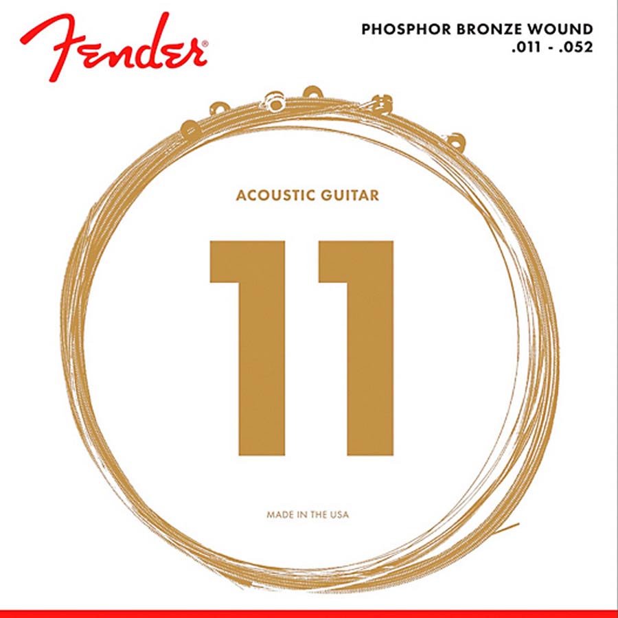 Fender F60CL akusztikus gitárhúr készlet, Phosphor Bronze, Custom Light 011–052