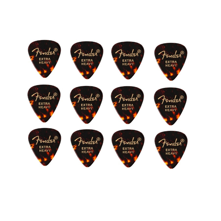 Fender 1980351200 12 darabos gitárpengető készlet, 351 forma, Extra Heavy, Tortoise Shell