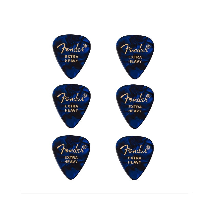 Fender 1980351602 6 darabos gitárpengető készlet, Premium Shape, Extra Heavy, kék
