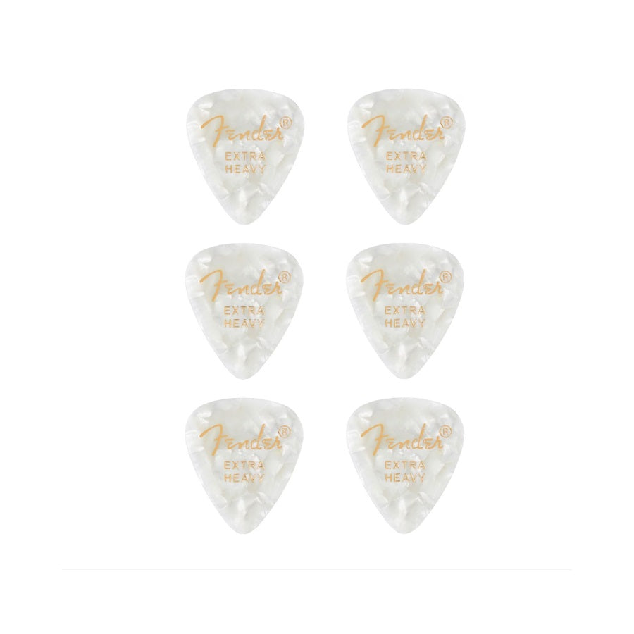 Fender 1980351605 6 darabos gitárpengető készlet, Premium Shape, Extra Heavy, fehér
