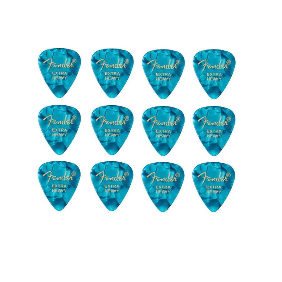 Fender 1980351608 12 darabos gitárpengető készlet, 351 forma, Extra Heavy, Ocean Turquoise