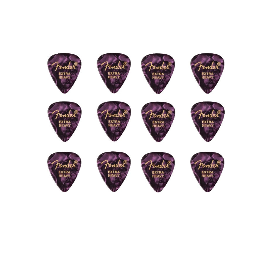 Fender 1980351676 12 darabos gitárpengető készlet, 351 forma, Extra Heavy, Violet Pearl