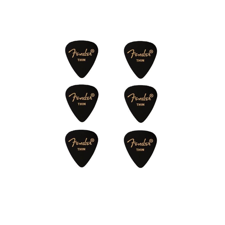 Fender 351 (1980351706) 6 darabos gitárpengető készlet, Premium Shape, Thin, fekete