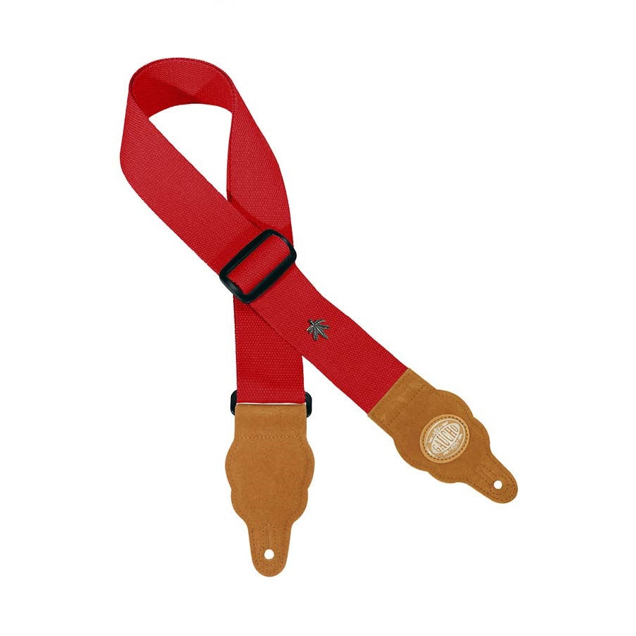 Gaucho GST100RD gitárpánt, kender, barna velúr végek, piros