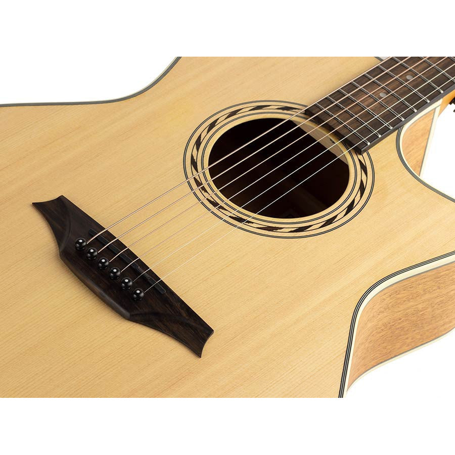 Bromo BAA2CE elektroakusztikus gitár, natúr Grand Auditorium Cutaway, Appalachian sorozat