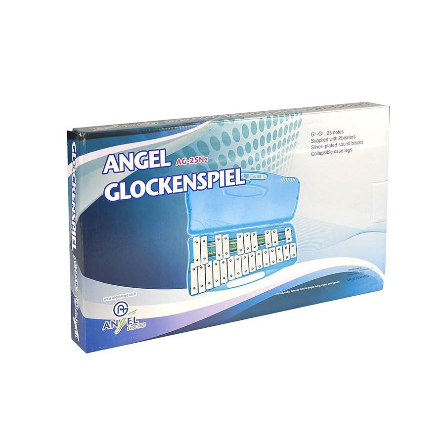 Angel AG25N2 Metallofon, 25 hang G2–G4, kék tok, 2 ütő