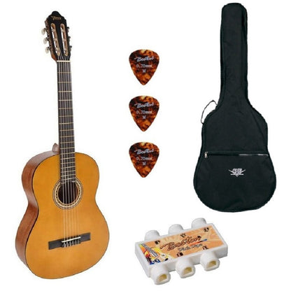 Valencia VC204 Basic1 4/4 Klasszikus gitár szett, natúr, Hangszer beállítással