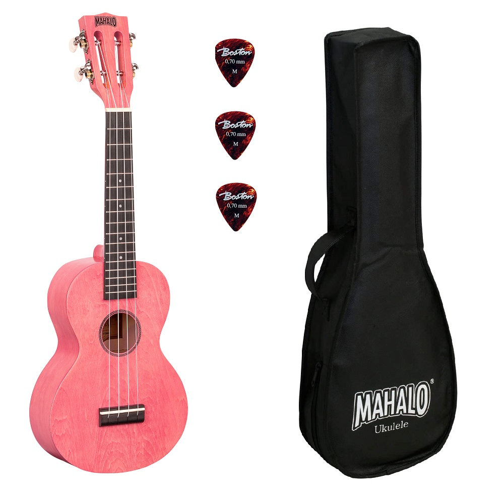 Mahalo ML2CP Koncert ukulele szett, tok, 3 pengető, Rózsaszín
