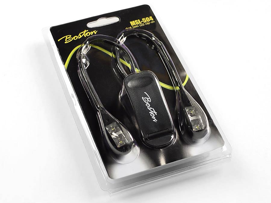 Boston MSL504 dupla LED kottalámpa, csíptetővel és USB kábellel, fekete