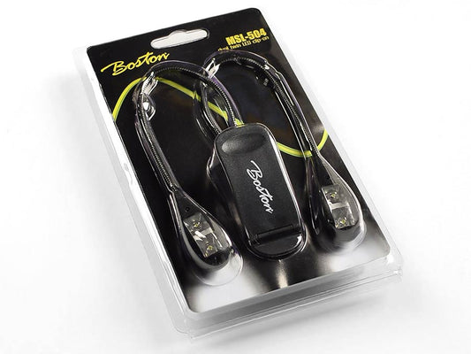 Boston MSL504 dupla LED kottalámpa, csíptetővel és USB kábellel, fekete