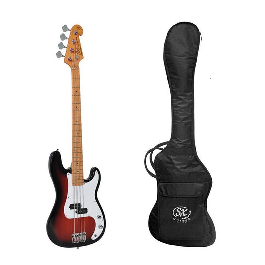 SX SPB572TS Elektromos basszusgitár, sunburst, puhatokkal