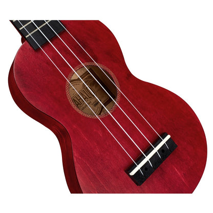 Mahalo MS1TRD Slimline Szoprán ukulele, piros, Traditional felület, tokkal