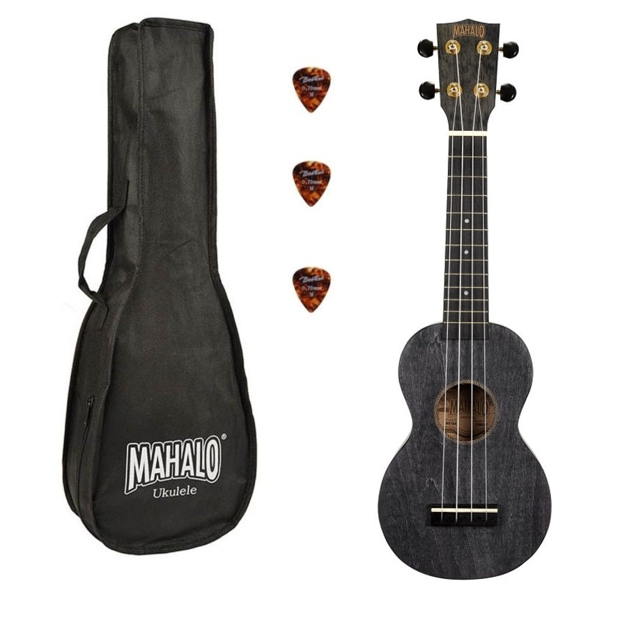 Mahalo MS1TBK Szoprán Slimline ukulele, fekete, tokkal