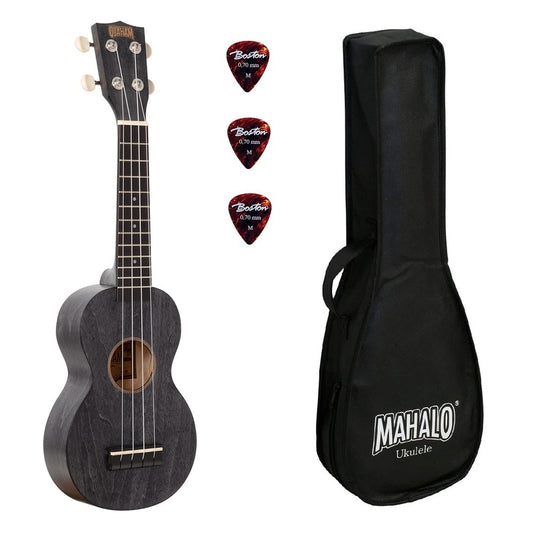 Mahalo ML1SH Island Series Ukulele sopran, Smoke Haze mat, tokkal