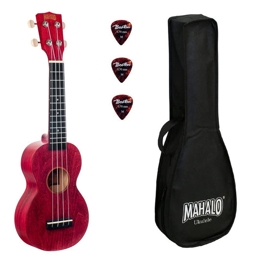 Mahalo ML1CR Island Series Szoprán ukulele, Cherry Red felület, tokkal