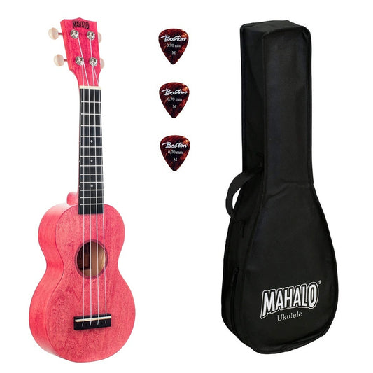 Mahalo ML1CP Island Series Szoprán ukulele, Coral Pink matt felület, tokkal