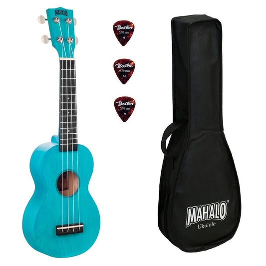 Mahalo ML1AB Island Series Szoprán ukulele, matt világoskék (Aqua Blue), tokkal