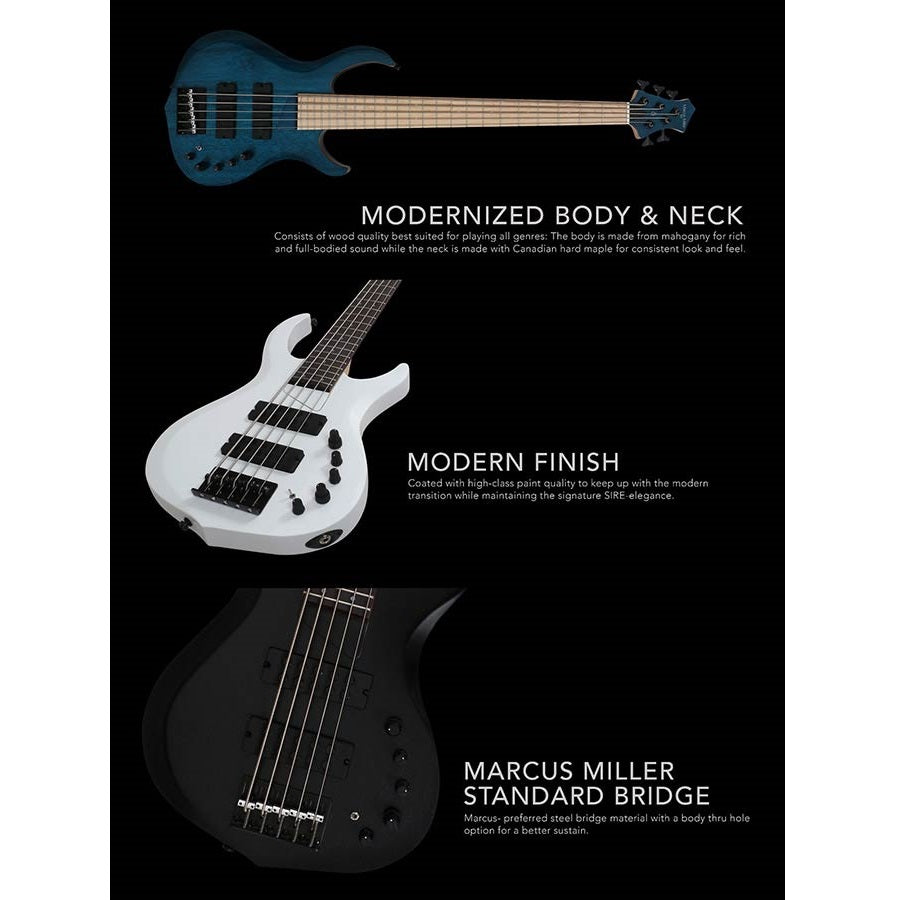 Sire Marcus Miller M2+5TBK 5-húros basszusgitár, fekete