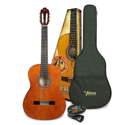 Valencia VC104K 4/4 Klasszikus gitár szett, Natúr Fényes, Hangszer beállítással