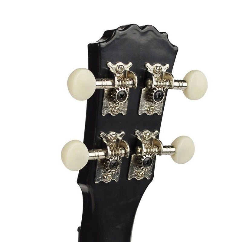 Korala PUC20BK Koncert ukulele, polikarbonát, fekete, 61 cm, 3 darabos pengető készlettel