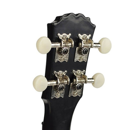 Korala PUC20BK Koncert ukulele, polikarbonát, fekete, 61 cm, 3 darabos pengető készlettel