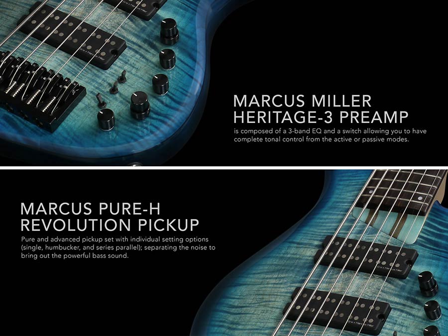 Sire Marcus Miller M7+A6TBL 6-húros basszusgitár, kék