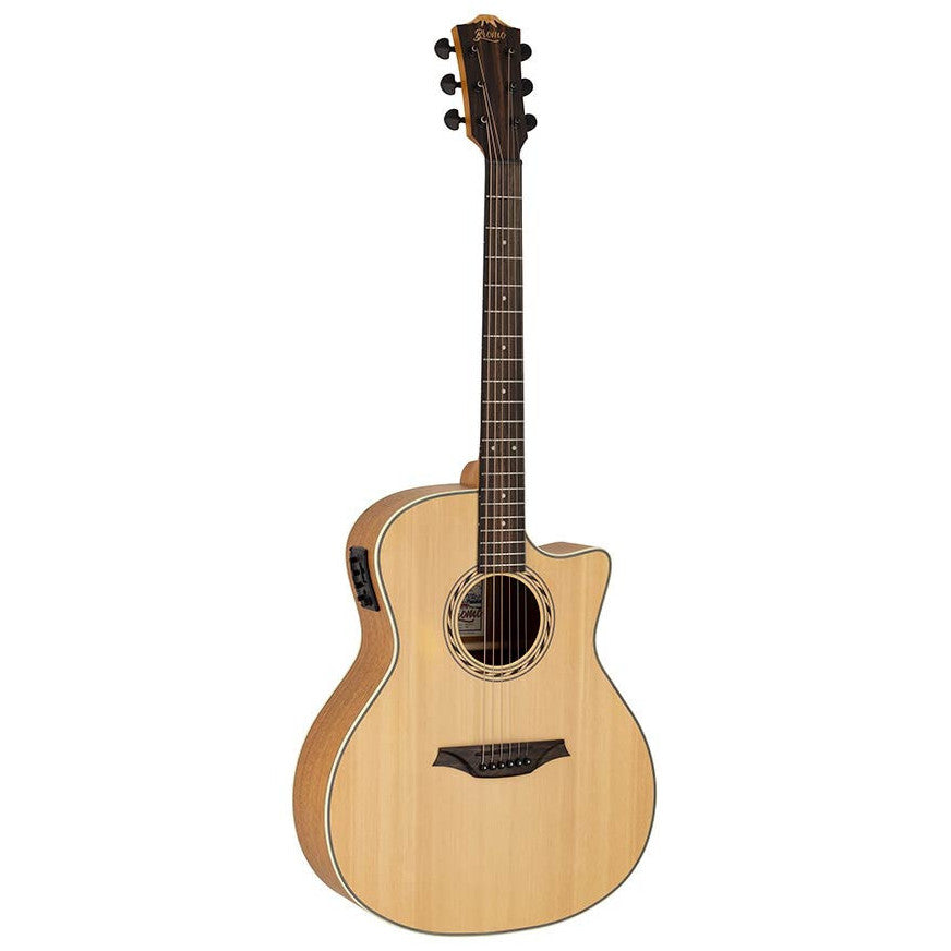 Bromo BAA2CE elektroakusztikus gitár, natúr Grand Auditorium Cutaway, Appalachian sorozat