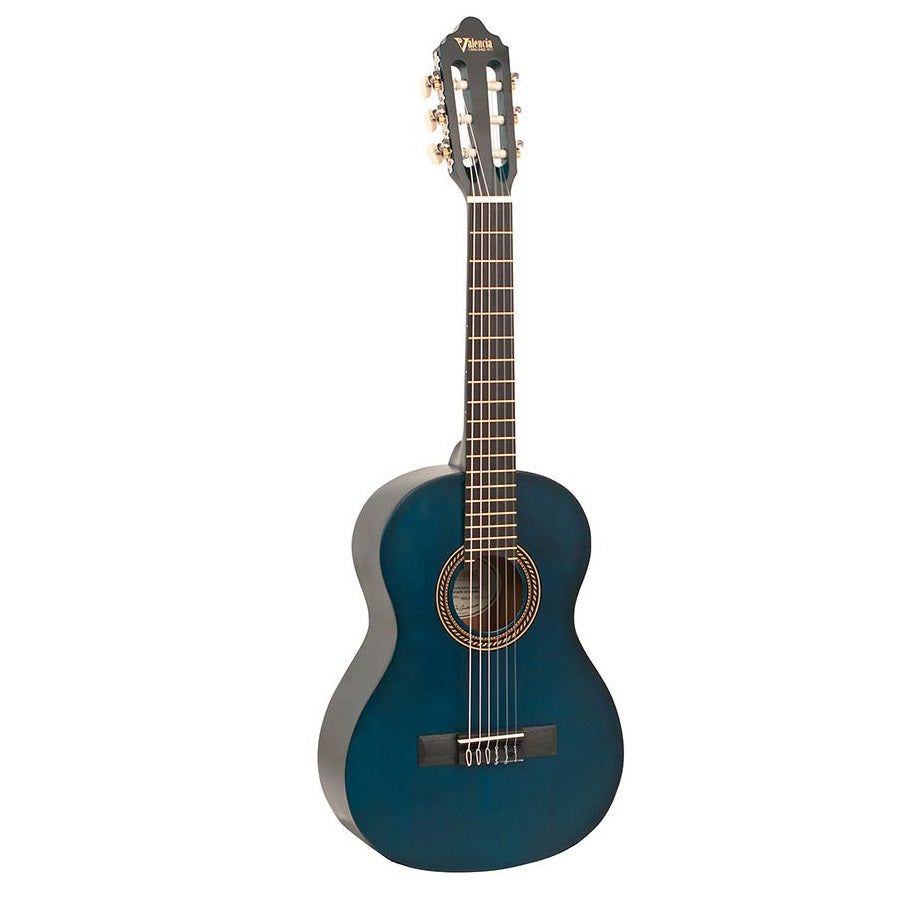 Valencia VC202TBU 1/2 Klasszikus tanuló gyerek gitár, Transparent Blue Kék