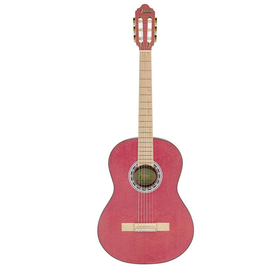Valencia VC354PK 4/4 Klasszikus gitár, Sitka fenyő & mahagóni, szatén rózsaszín
