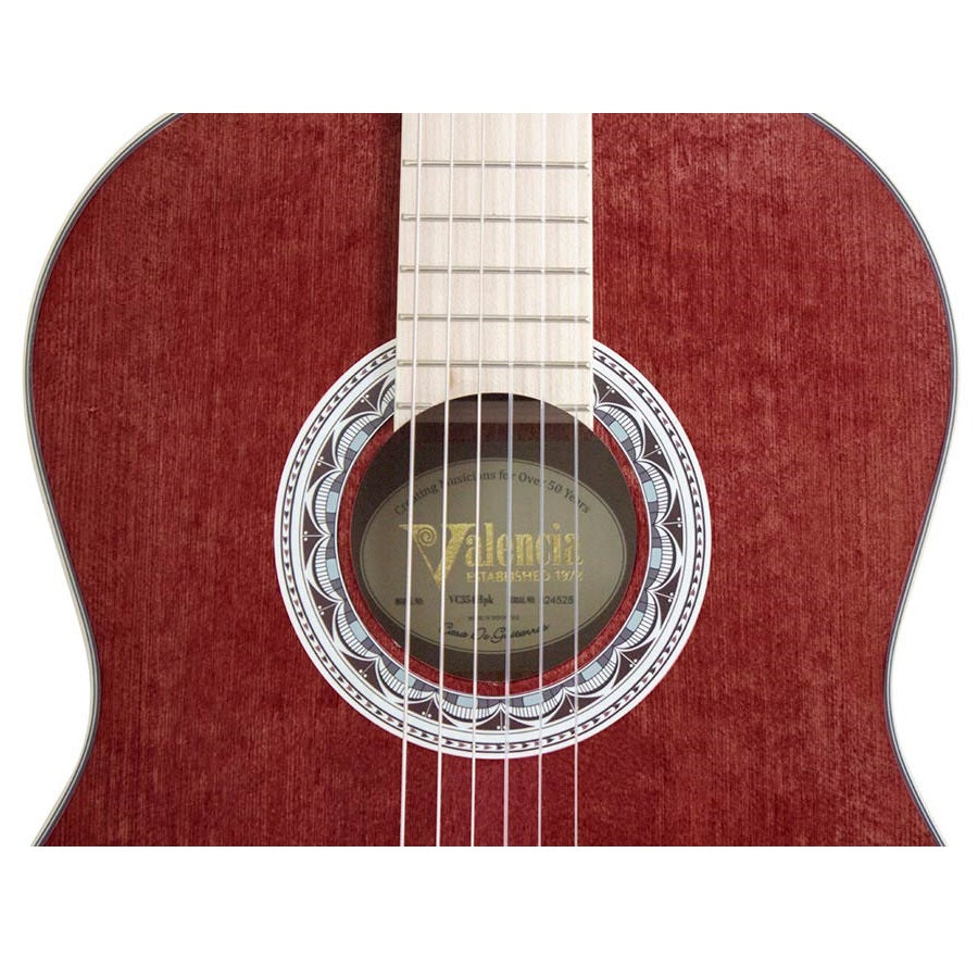 Valencia VC354WR 4/4 Klasszikus gitár, Sitka fenyő & mahagóni, szatén vörös
