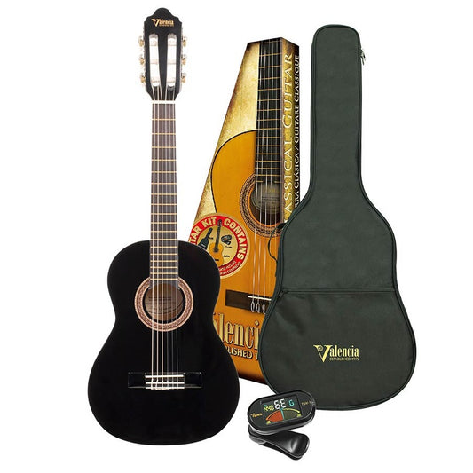 Valencia VC104KBK 4/4 Klasszikus gitár szett, Fekete