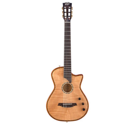 Bromo BEN2C Elektromos-akusztikus nylon hollow body gitár, 6 húros, keménytokos