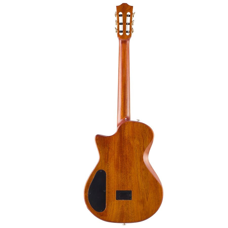 Bromo BEN2C Elektromos-akusztikus nylon hollow body gitár, 6 húros, keménytokos