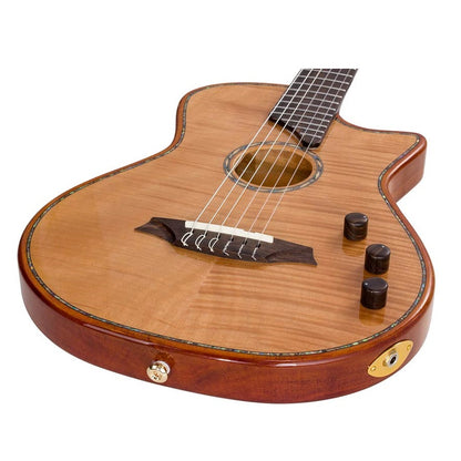 Bromo BEN2C Elektromos-akusztikus nylon hollow body gitár, 6 húros, keménytokos