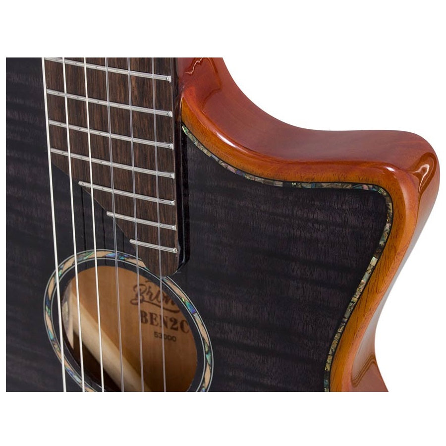 Bromo BEN2CTBK Elektromos-akusztikus nylon hollow body gitár, 6 húros, kemény tokos