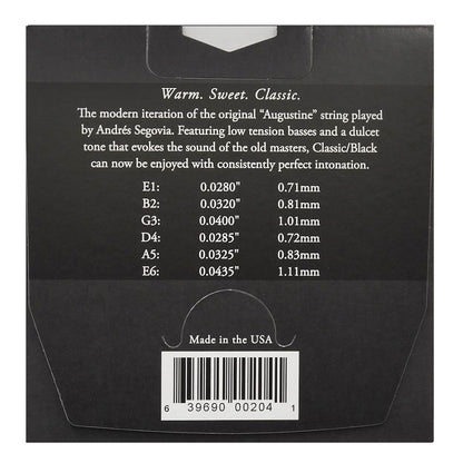 Augustine AUCLBK klasszikus gitárhúr készlet, 6 húr, Classic Black