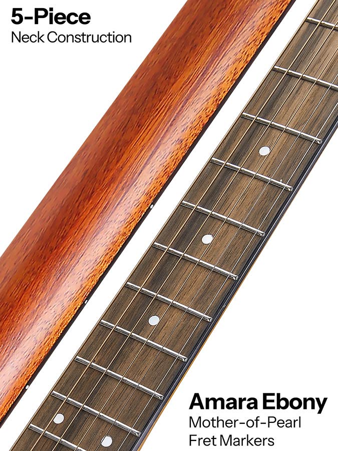 Bromo BAT1N Dreadnought akusztikus gitár, tömör lucfenyő fedlap, mahagóni test, natúr szatén