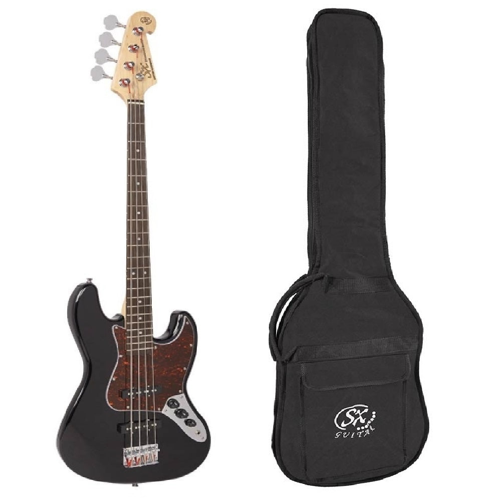 SX BD1BK Elektromos basszusgitár, J-Style, 4 húros, fekete, tok