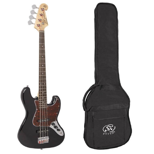 SX BD1BK Elektromos basszusgitár, J-Style, 4 húros, fekete, tok