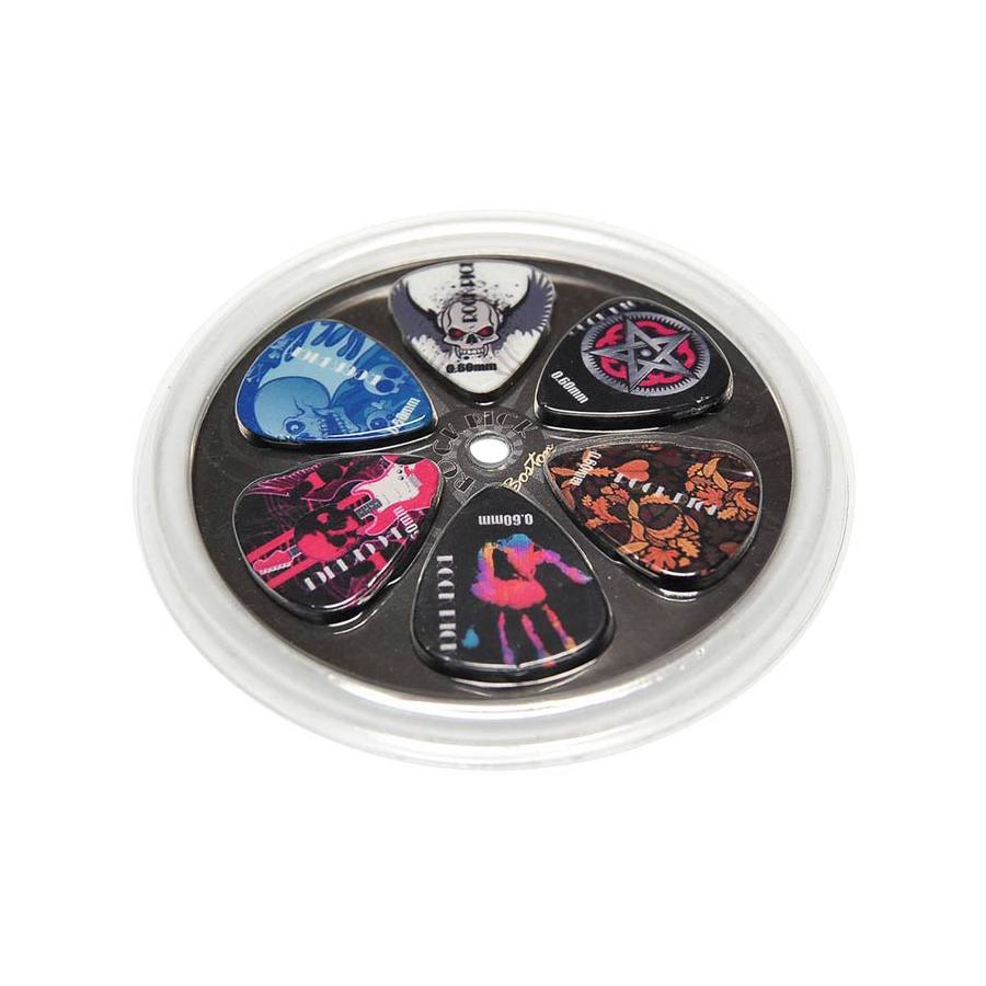 Boston BRP6060 6 darabos gitárpengető készlet, celluloid, 0.60 mm, vegyes színek