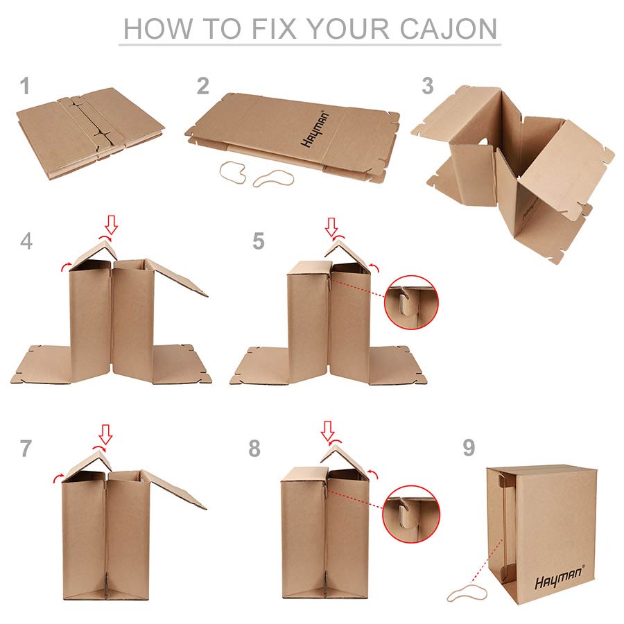 Hayman CAJ25CB DIY Cajon kartonból, 33 × 31 × 44 cm