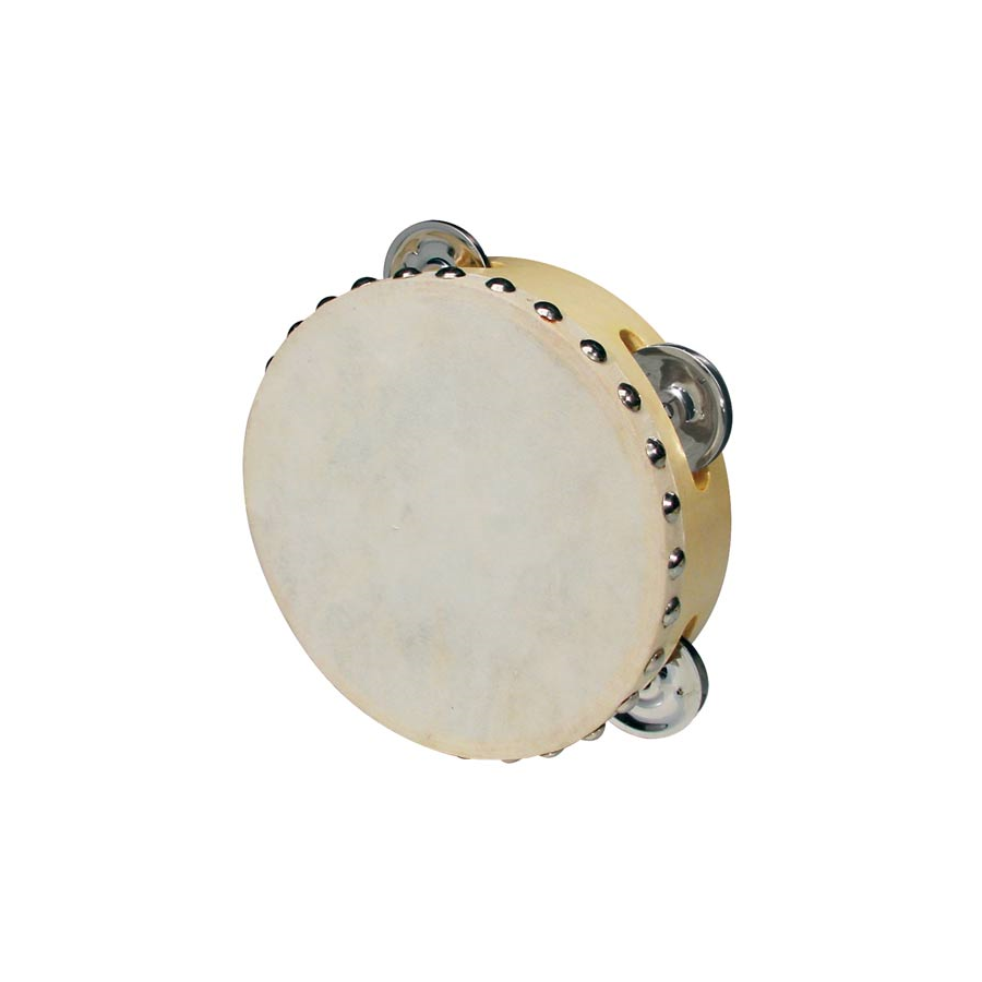 Hayman CSN0604 Fa tamburin természetes bőrrel, 6", 4 pár csörgő