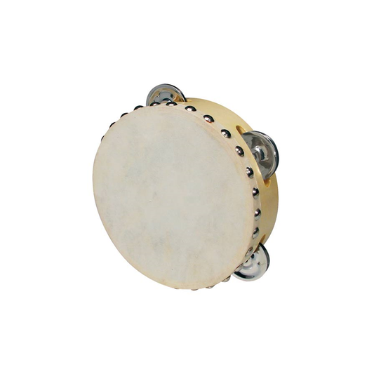 Hayman CSN0604 Fa tamburin természetes bőrrel, 6", 4 pár csörgő