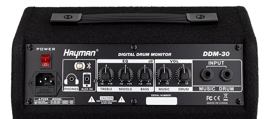Hayman DDM30 digitális dobmonitor, 30 W RMS, 6,5" mélysugárzó, 2" magassugárzó, Bluetooth