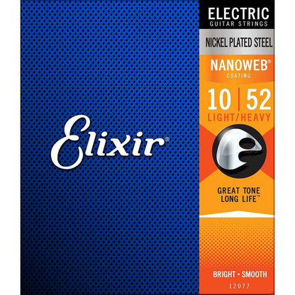 Elixir Nanoweb EL12077 elektromos gitárhúr készlet, Nikkelezett acél, Light-Heavy 010–052