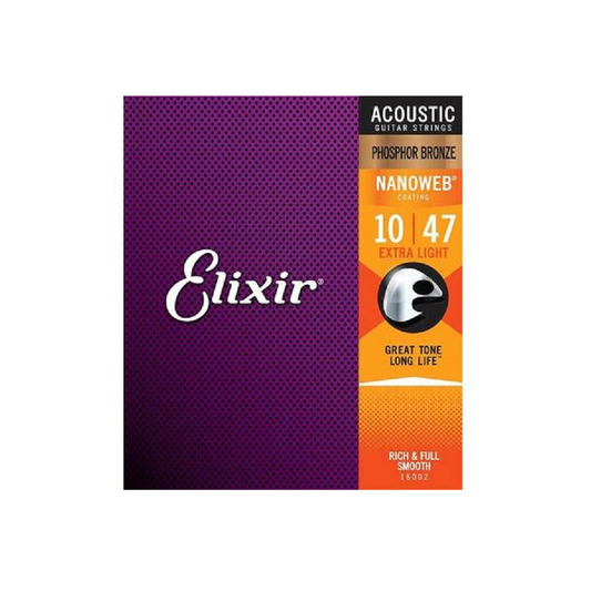 Elixir Nanoweb EL16002 akusztikus gitárhúr készlet, Foszfor-bronz, Extra Light 010–047