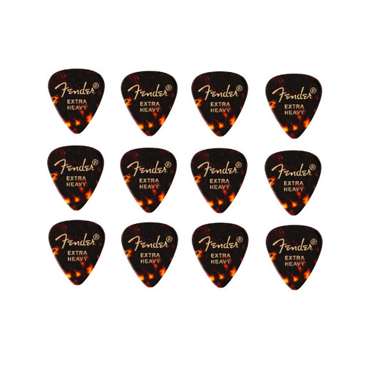 Fender 1980351200 12 darabos gitárpengető készlet, 351 forma, Extra Heavy, Tortoise Shell