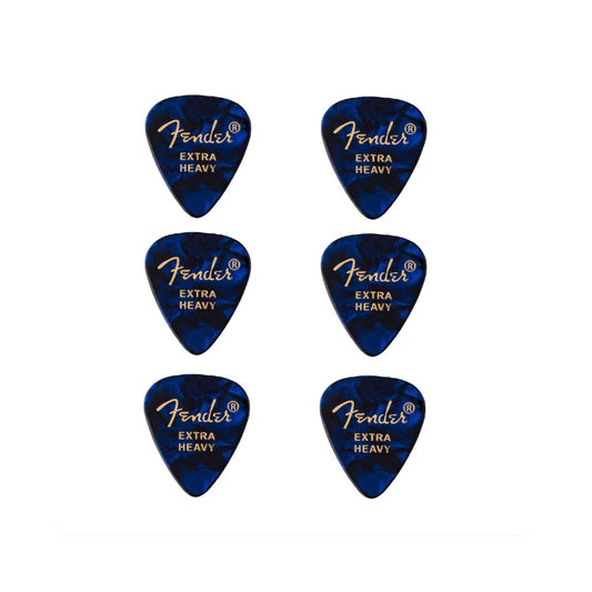 Fender 1980351602 6 darabos gitárpengető készlet, Premium Shape, Extra Heavy, kék